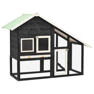 vidaXL Zajčnik siv in bel 140x63x120 cm trden les jelke