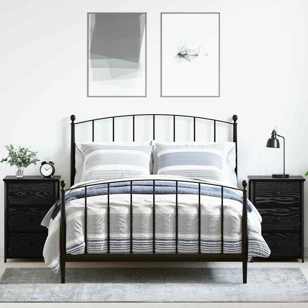 vidaXL Nočna omarica s predalom 2 pcs Črna Orehovina 40 x 36 x 60 cm