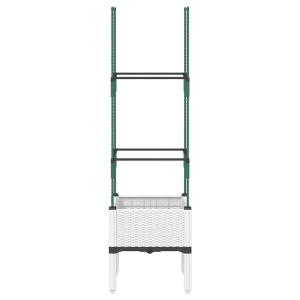 vidaXL Cvetlično korito z oporno mrežo belo 40x40x142,5 cm PP