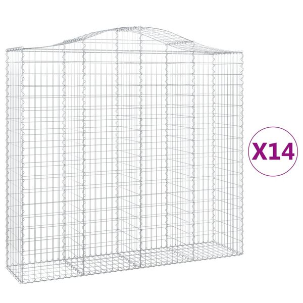 vidaXL Obokane gabion ko&scaron;are 14kosi 200x50x180/200 cm pocinkano železo