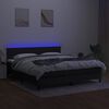 vidaXL Box spring postelja z vzmetnico LED črna 160x200 cm blago