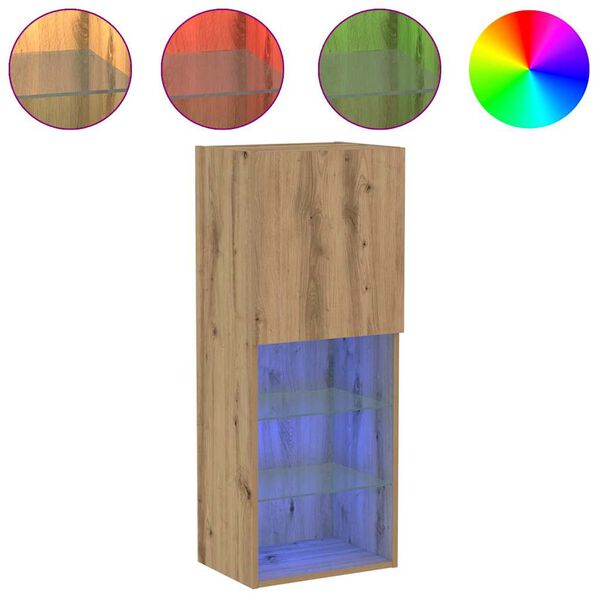 vidaXL Komplet TV omaric z LED lučmi Umetni hrast 40,5 x 30 x 102 cm