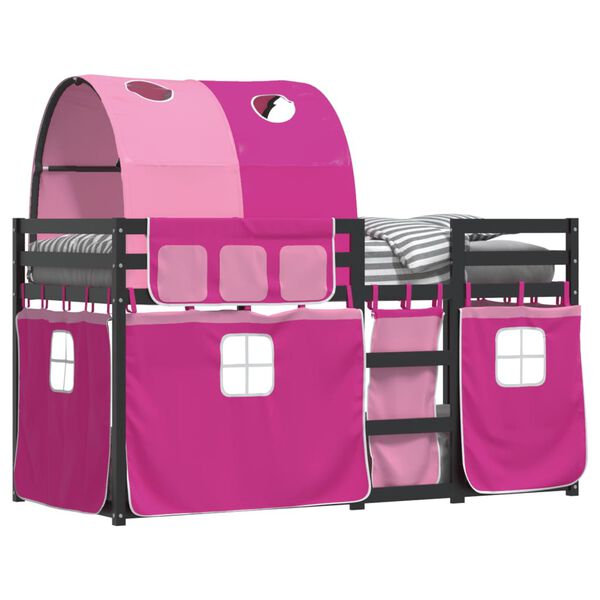 vidaXL Pograd z zavesami roza 80x200 cm trdna borovina