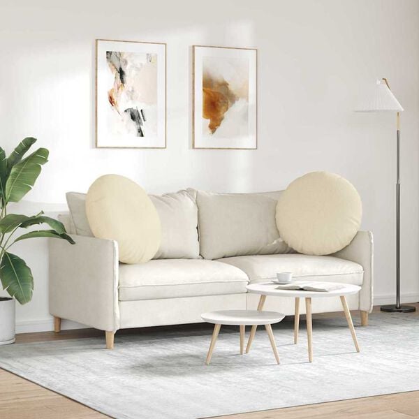 vidaXL Sedežne blazine 2 pcs krema &Oslash;60 x 21 cm blago