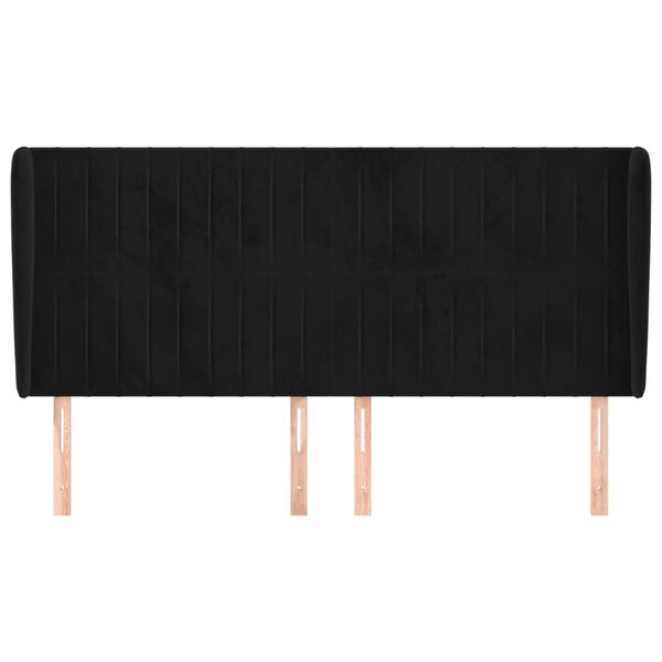 vidaXL Vzglavje z u&scaron;esi črno 183x23x118/128 cm žamet