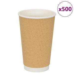 vidaXL Papirnate skodelice za kavo 500 kosov 16 oz 400 ml rjave barve
