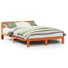 vidaXL Posteljni okvir brez vzmetnice vo&scaron;čeno rjav 135x190 cm borovina