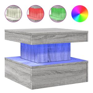 vidaXL Klubska mizica z LED lučkami siva sonoma 50x50x40 cm