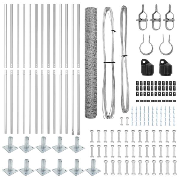 vidaXL Steber ograje. srebrna 25 x 1,2 m (36 mm mreža) Jeklo
