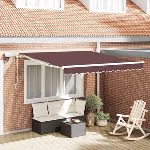 vidaXL Ročno zložljiva tenda z LED rjava 300x250 cm