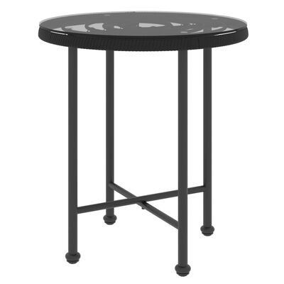 vidaXL Jedilna miza črne barve Ø50 cm  kaljeno steklo in jeklo