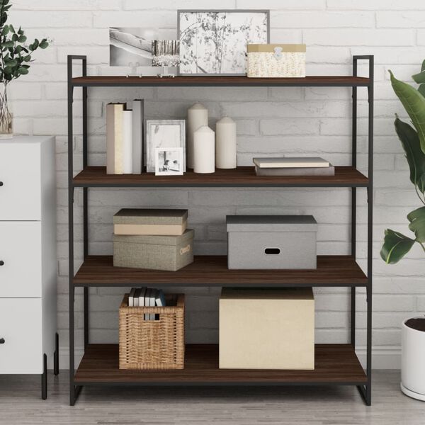 vidaXL Stenske police 4 kosi rjavi hrast 100x40x1,5 cm inženirski les