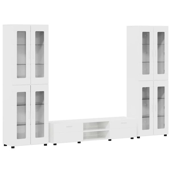 vidaXL Komplet TV omaric FLORIN Visok sijaj bela Konstruiran les