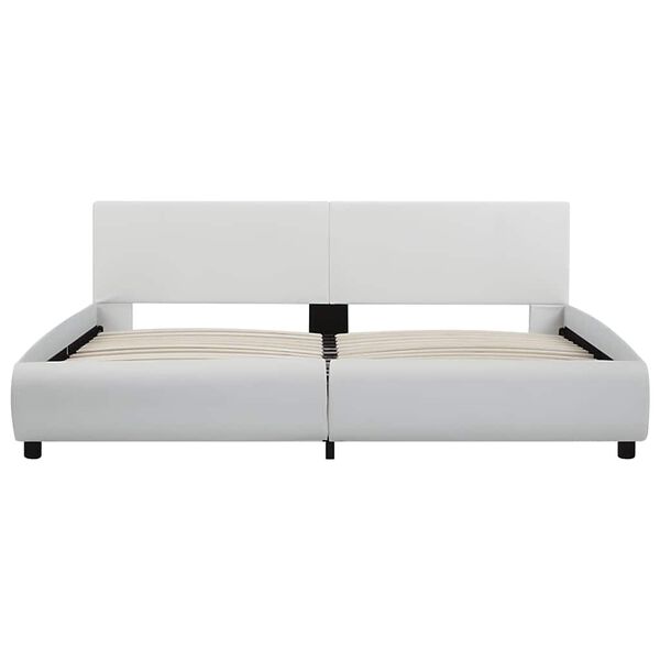 vidaXL Posteljni okvir LED belo umetno usnje 160x200 cm