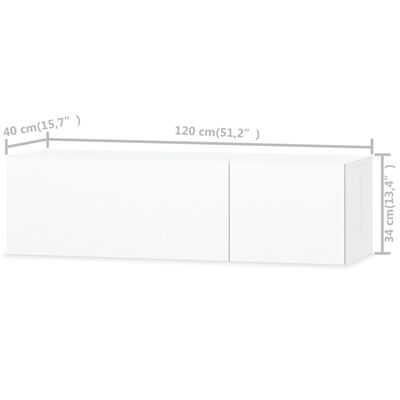 vidaXL TV omarica iverna plošča 120x40x34 cm visok sijaj bela
