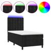 vidaXL Box spring postelja z vzmetnico LED črna 100x200 cm žamet
