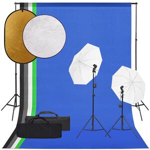 vidaXL Komplet za foto studio z lučmi, ozadjem in odbojnikom