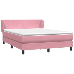 vidaXL Box spring postelja z vzmetnico roza 140x220 cm žamet