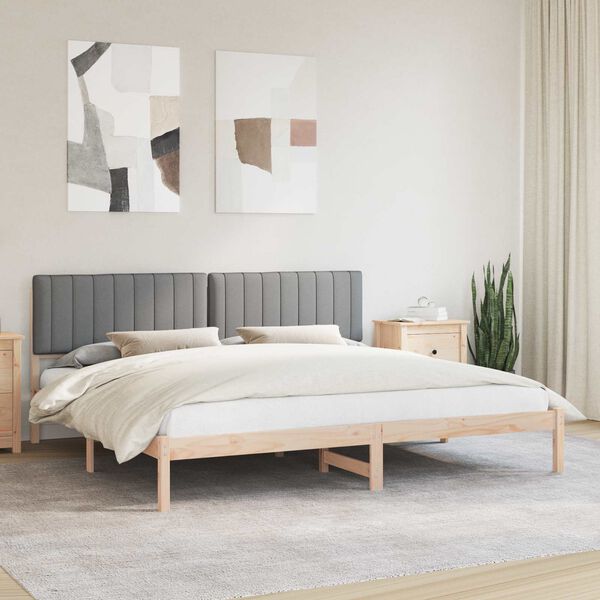 vidaXL Posteljni okvir z oblazinjenim vzglavjem Svetlo siva