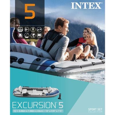 Intex Excursion 5 napihljiv čoln z vesli in tlačilko 68325NP