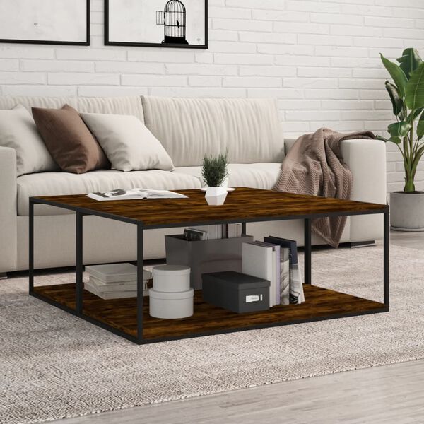 vidaXL Stenske police 4 kosi dimljeni hrast 100x50x1,5 cm inž. les