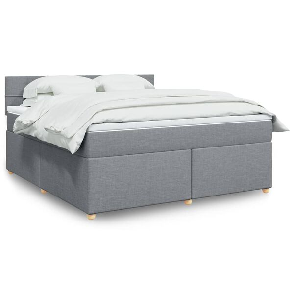 vidaXL Box spring postelja z vzmetnico svetlo siva 180x200 cm blago