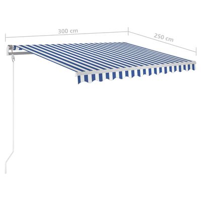 vidaXL Ročno zložljiva tenda z LED lučmi 3x2,5 m modra in bela