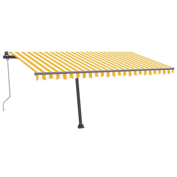 vidaXL Prostostoječa avtomatska tenda 400x300 cm rumena/bela