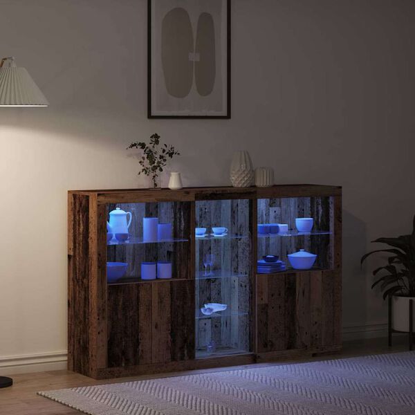 vidaXL LED bočni predalnik Star les 162 x 37 x 100 cm Konstruiran les