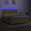 vidaXL Box spring postelja z vzmetnico LED zelena 180x200 cm blago