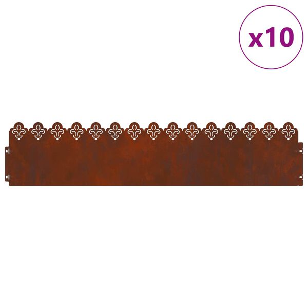 vidaXL Robniki za trato 10 pcs Rjav 103 x 0,05 x 22 cm