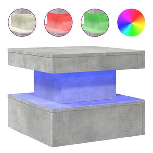 vidaXL Klubska mizica z LED lučkami betonsko siva 50x50x40 cm