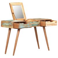 vidaXL Kozmetična mizica z ogledalom 112x45x76 cm trden predelan les