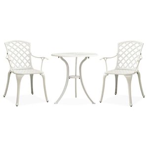 vidaXL Bistro garnitura 3-delna liti aluminij bela