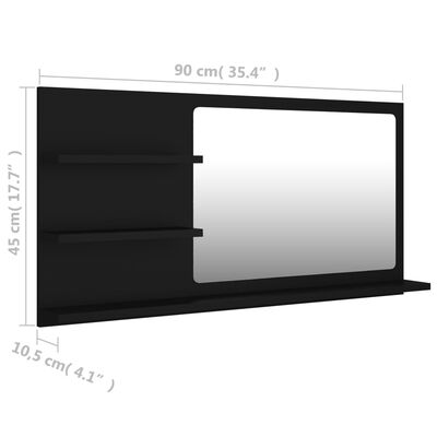 vidaXL Kopalniško ogledalo črno 90x10,5x45 cm iverna plošča