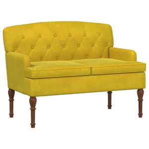 vidaXL Dvojnica s gumbi Svetlo rumena 111 x 65 x 79 cm Žamet