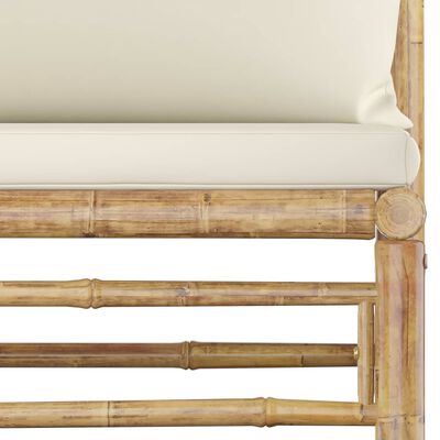 vidaXL Vrtna počivalna garnitura 3-delna kremno bele blazine bambus