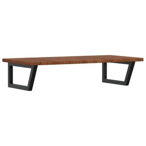 vidaXL Stenska polica za umivalnik jeklo in trdna hrastovina