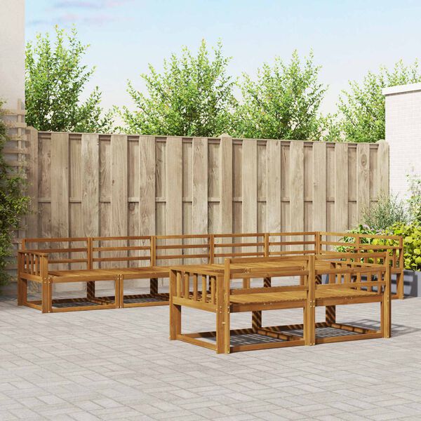 vidaXL Zunanja garnitura za sedenje 8 pcs Naravna Masiven les akacije