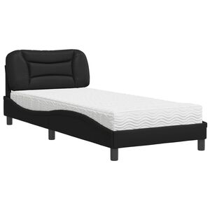 vidaXL Postelja z vzmetnico Hvar črna 80x200 cm umetno usnje
