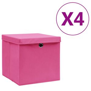 vidaXL &Scaron;katle s pokrovi 4 kosi 28x28x28 cm roza