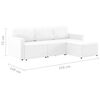 vidaXL Modularni kavč trosed z ležiščem belo umetno usnje