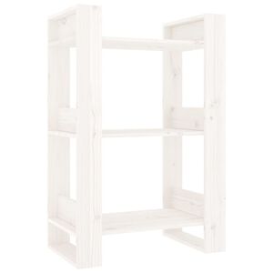vidaXL Knjižna omara/pregrada bela 60x35x91 cm trdna borovina