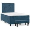 vidaXL Box spring postelja z vzmetnico temno modra 120x200 cm žamet