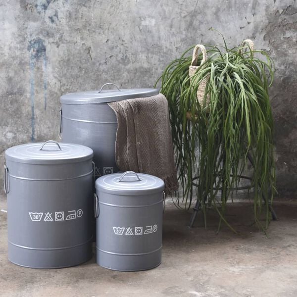 LABEL51 Koš za perilo 32x32x43 cm M antično siv