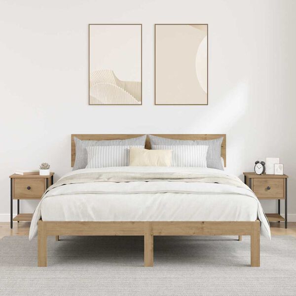 vidaXL Nočna omarica s predalom 2 pcs Umetni hrast 34 x 35,5 x 45 cm