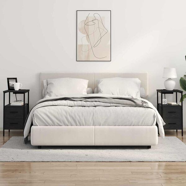 vidaXL Nočna omarica Črna Orehovina 30 x 48 x 61 cm Konstruiran les