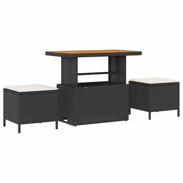 vidaXL Vrtna sedežna garnitura z blazino z blazino 10 pcs Črna in krem