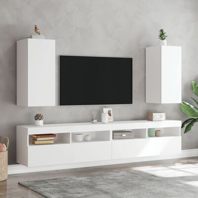 vidaXL Stenska TV omarica z LED lučkami bela 30,5x35x70 cm