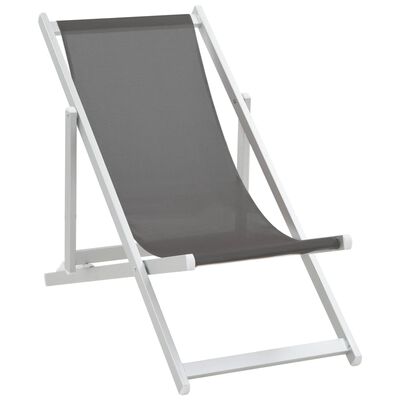 vidaXL Zložljivi stoli za na plažo 2 kosa aluminij in tekstil sivi